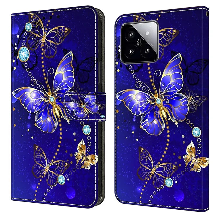 For Xiaomi 14 Case 3D Pattern Printing Phone Cover with Wallet Stand