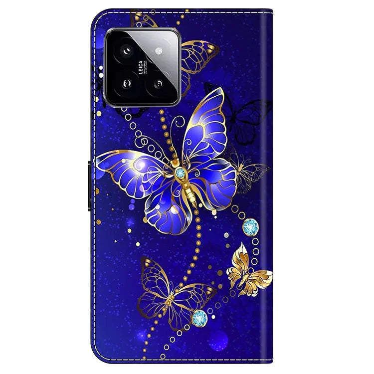 For Xiaomi 14 Case 3D Pattern Printing Phone Cover with Wallet Stand