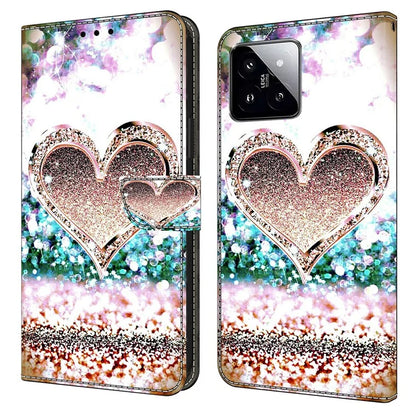 For Xiaomi 14 Case 3D Pattern Printing Phone Cover with Wallet Stand