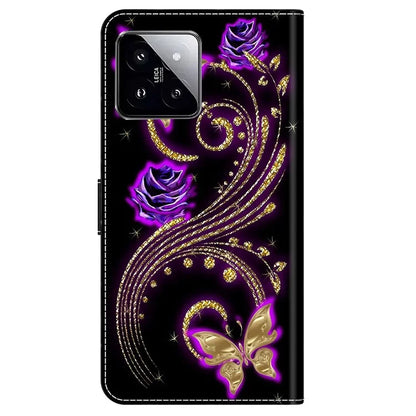 For Xiaomi 14 Case 3D Pattern Printing Phone Cover with Wallet Stand
