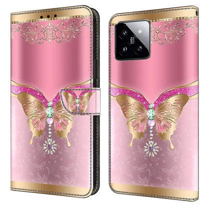 For Xiaomi 14 Case 3D Pattern Printing Phone Cover with Wallet Stand