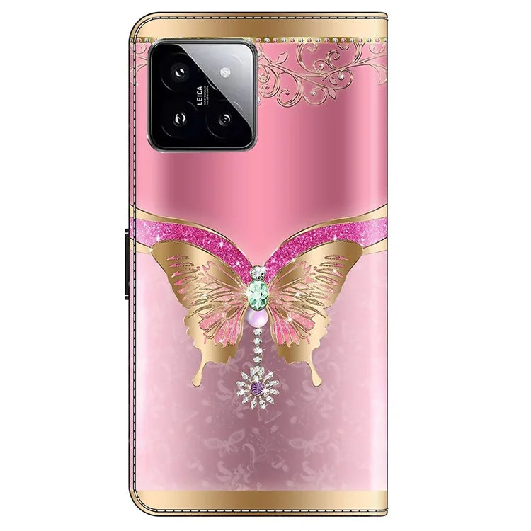 For Xiaomi 14 Case 3D Pattern Printing Phone Cover with Wallet Stand