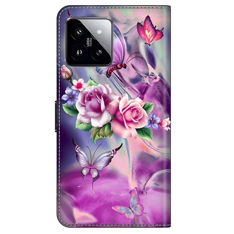 For Xiaomi 14 Case 3D Pattern Printing Phone Cover with Wallet Stand