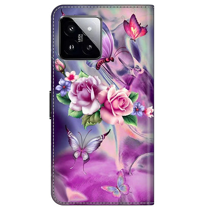 For Xiaomi 14 Case 3D Pattern Printing Phone Cover with Wallet Stand
