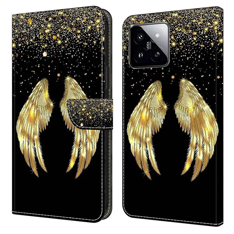For Xiaomi 14 Case 3D Pattern Printing Phone Cover with Wallet Stand