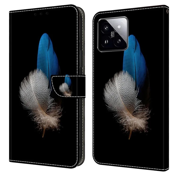 For Xiaomi 14 Case 3D Pattern Printing Phone Cover with Wallet Stand