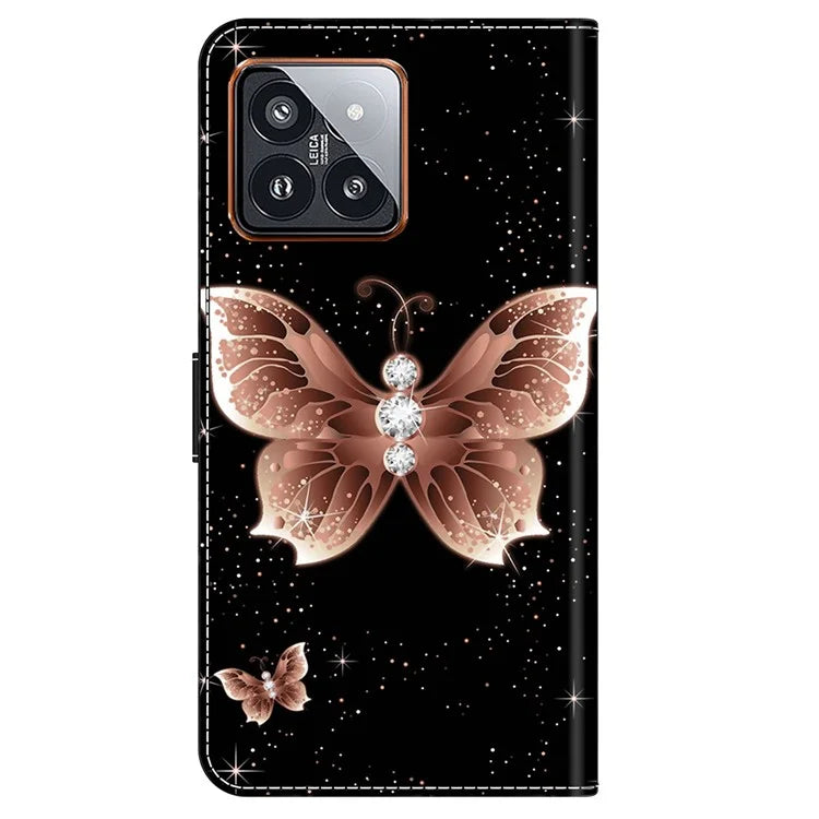 For Xiaomi 14 Pro Case 3D Pattern Printing Wallet Phone Leather Cover