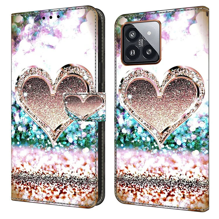 For Xiaomi 14 Pro Case 3D Pattern Printing Wallet Phone Leather Cover