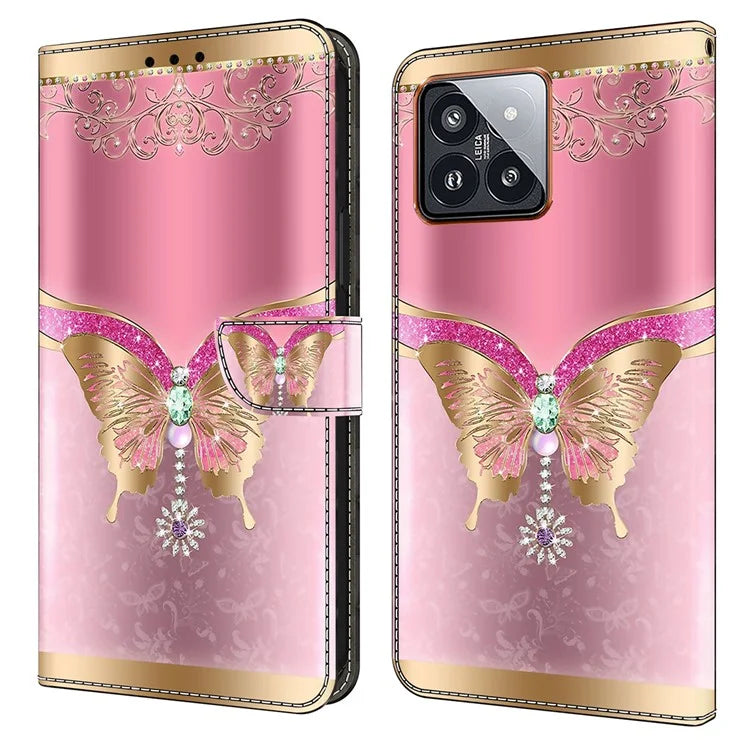 For Xiaomi 14 Pro Case 3D Pattern Printing Wallet Phone Leather Cover