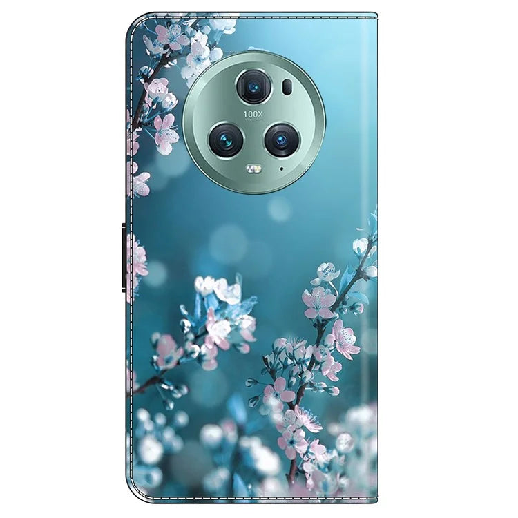 For Honor Magic5 Pro Leather Case 3D Pattern Printing Stand Phone Cover