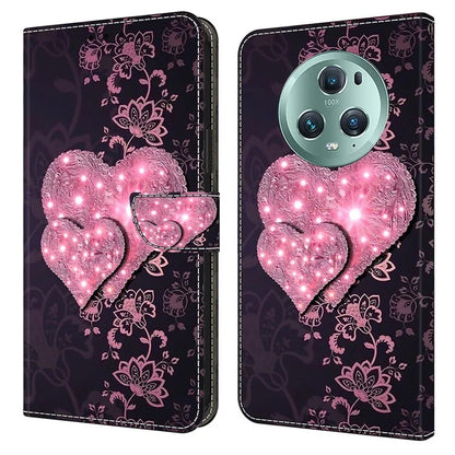 For Honor Magic5 Pro Leather Case 3D Pattern Printing Stand Phone Cover