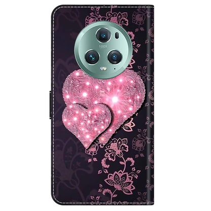 For Honor Magic5 Pro Leather Case 3D Pattern Printing Stand Phone Cover