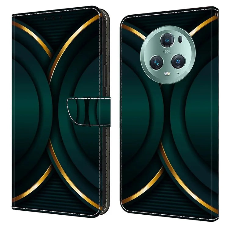 For Honor Magic5 Pro Leather Case 3D Pattern Printing Stand Phone Cover