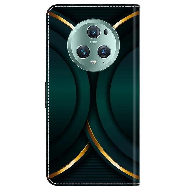 For Honor Magic5 Pro Leather Case 3D Pattern Printing Stand Phone Cover