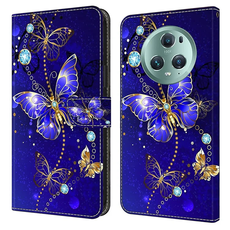 For Honor Magic5 Pro Leather Case 3D Pattern Printing Stand Phone Cover