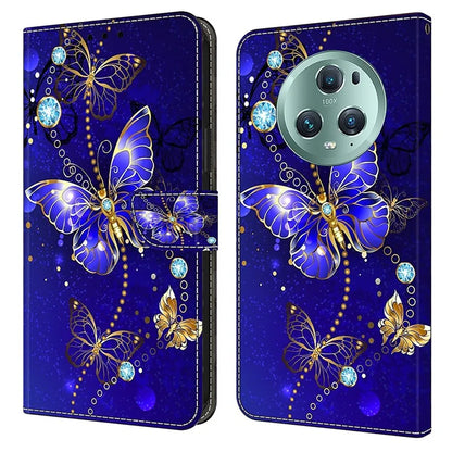 For Honor Magic5 Pro Leather Case 3D Pattern Printing Stand Phone Cover