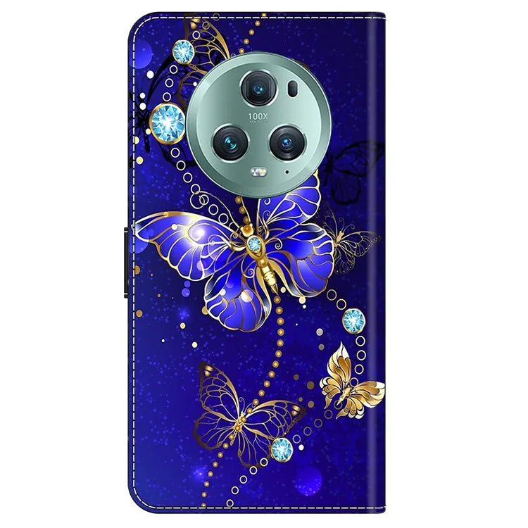 For Honor Magic5 Pro Leather Case 3D Pattern Printing Stand Phone Cover