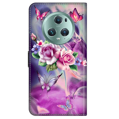 For Honor Magic5 Pro Leather Case 3D Pattern Printing Stand Phone Cover