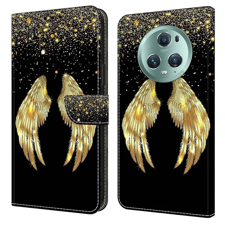 For Honor Magic5 Pro Leather Case 3D Pattern Printing Stand Phone Cover