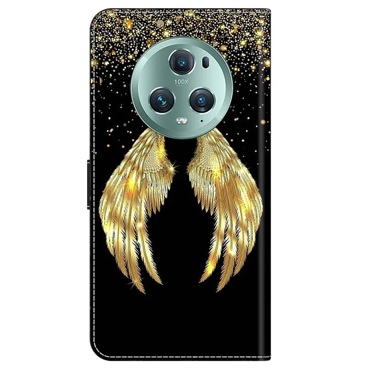 For Honor Magic5 Pro Leather Case 3D Pattern Printing Stand Phone Cover