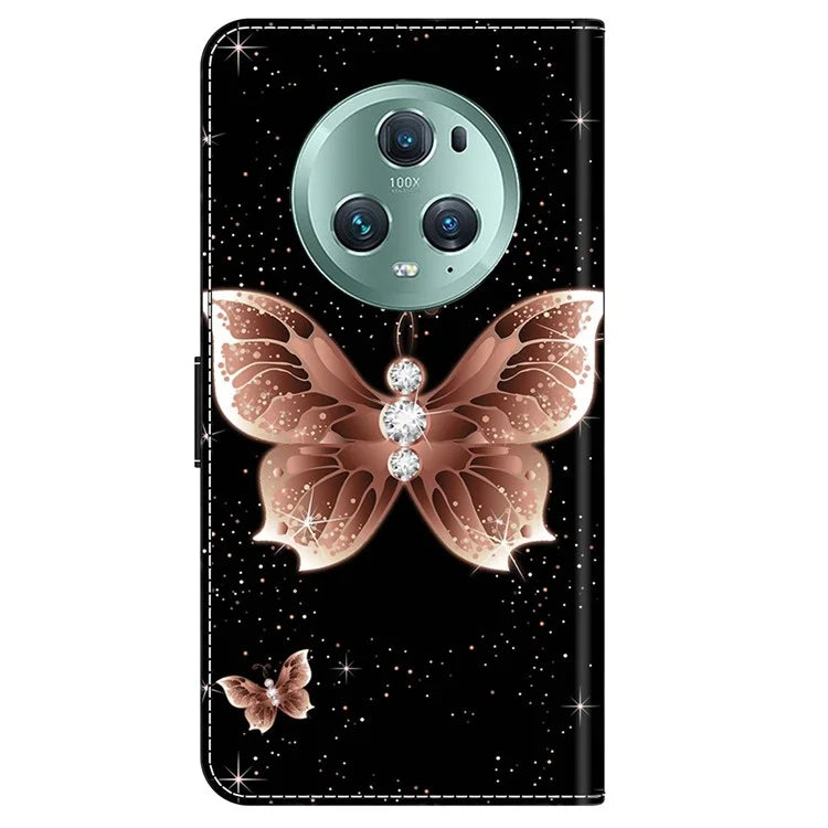 For Honor Magic5 Pro Leather Case 3D Pattern Printing Stand Phone Cover