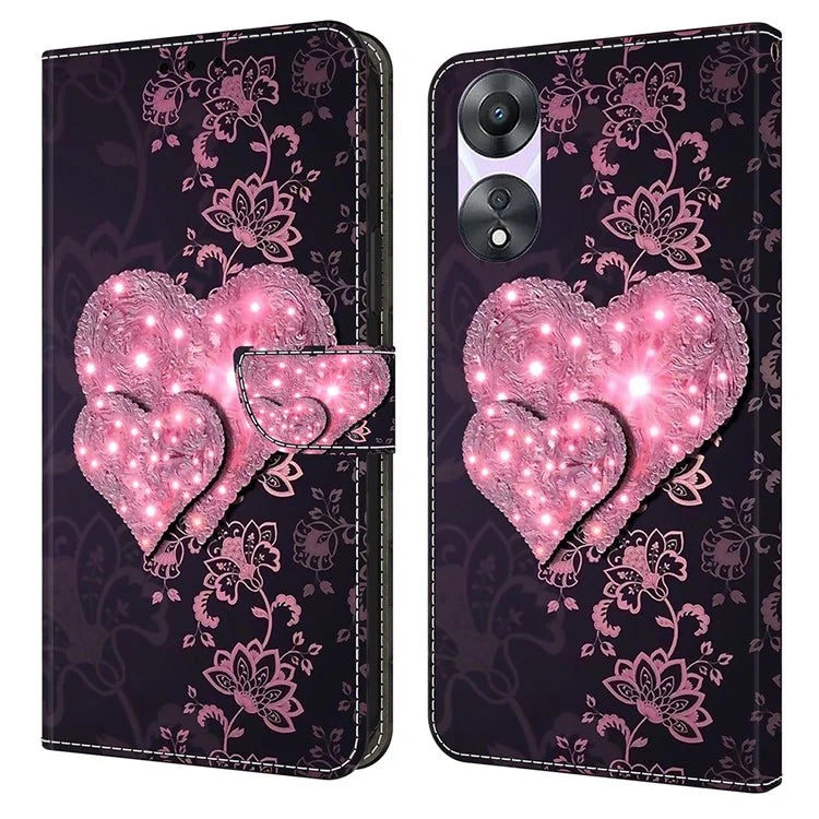 For Oppo A58 5G / A78 5G Case 3D Pattern Printing Magnetic Clasp Wallet Cover