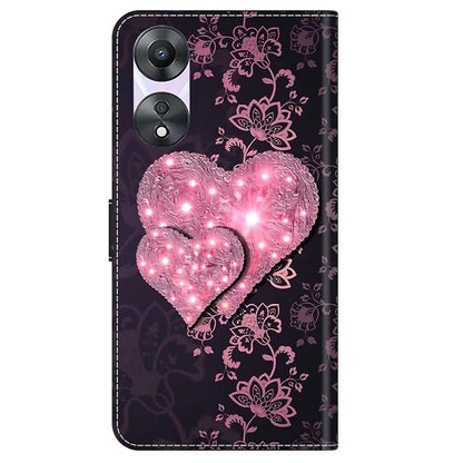 For Oppo A58 5G / A78 5G Case 3D Pattern Printing Magnetic Clasp Wallet Cover