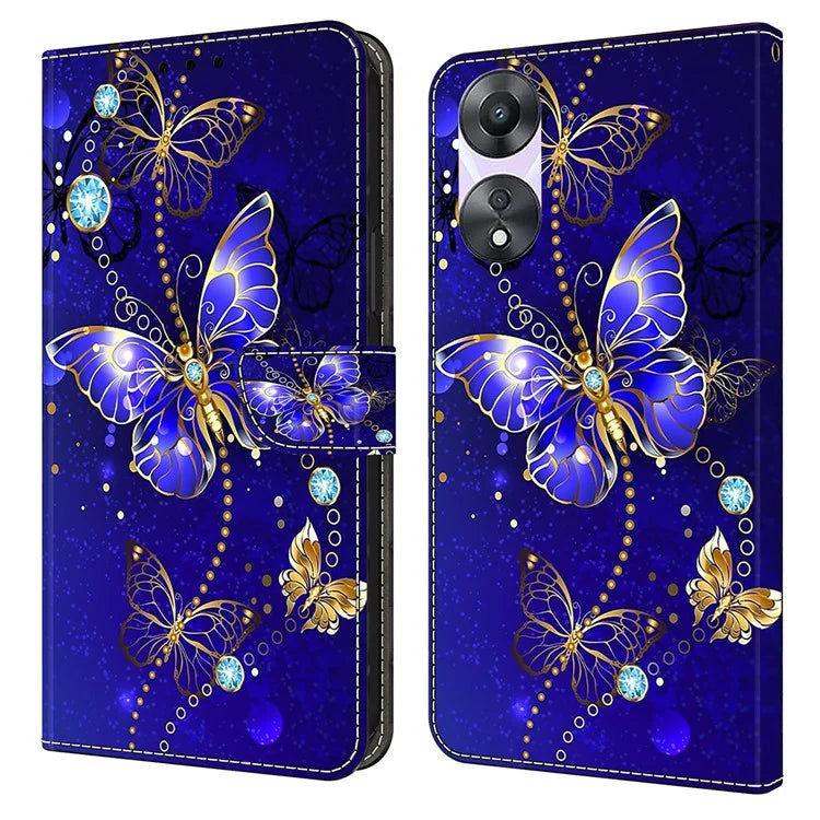 For Oppo A58 5G / A78 5G Case 3D Pattern Printing Magnetic Clasp Wallet Cover