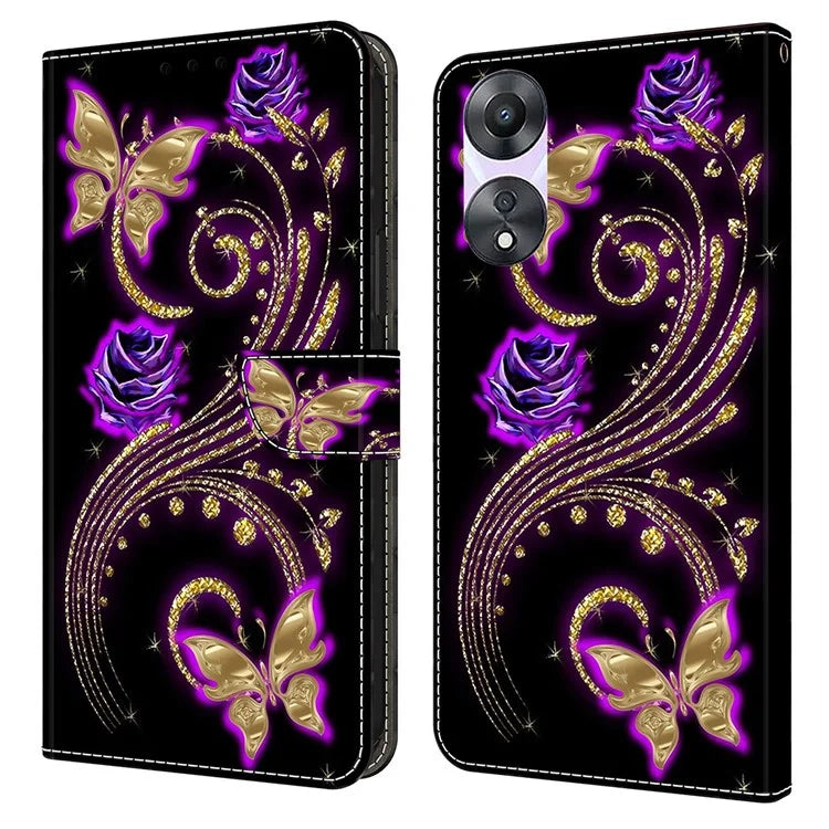 For Oppo A58 5G / A78 5G Case 3D Pattern Printing Magnetic Clasp Wallet Cover