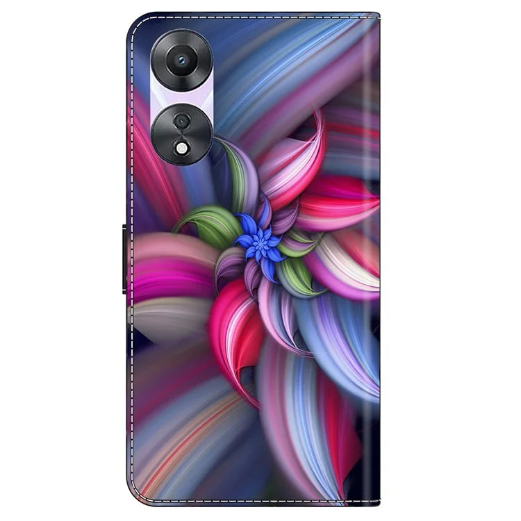 For Oppo A58 5G / A78 5G Case 3D Pattern Printing Magnetic Clasp Wallet Cover