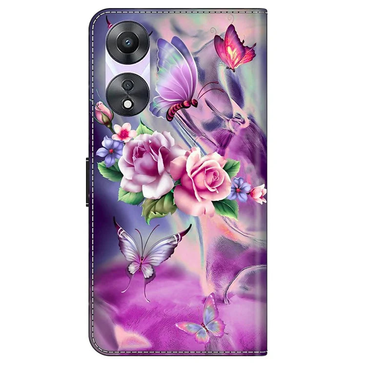 For Oppo A58 5G / A78 5G Case 3D Pattern Printing Magnetic Clasp Wallet Cover