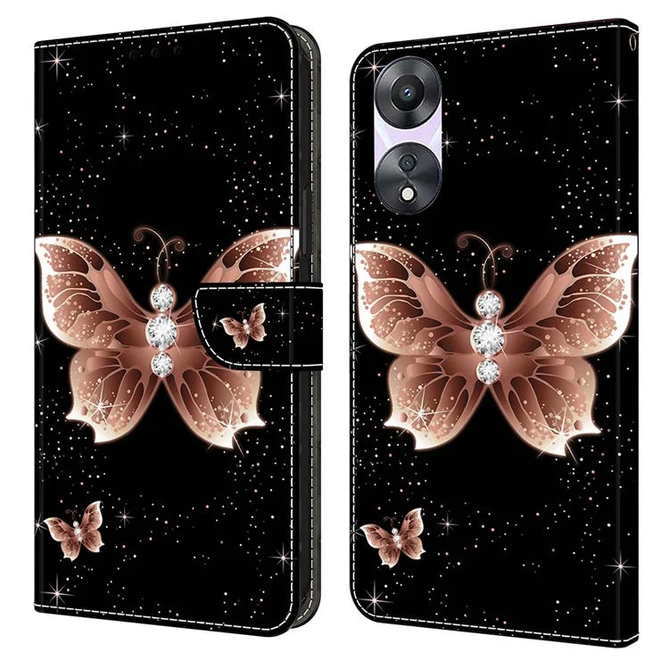 For Oppo A58 5G / A78 5G Case 3D Pattern Printing Magnetic Clasp Wallet Cover