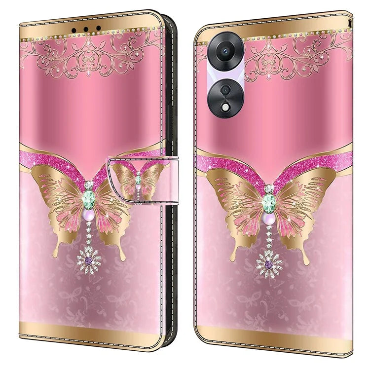 For Oppo A58 5G / A78 5G Case 3D Pattern Printing Magnetic Clasp Wallet Cover
