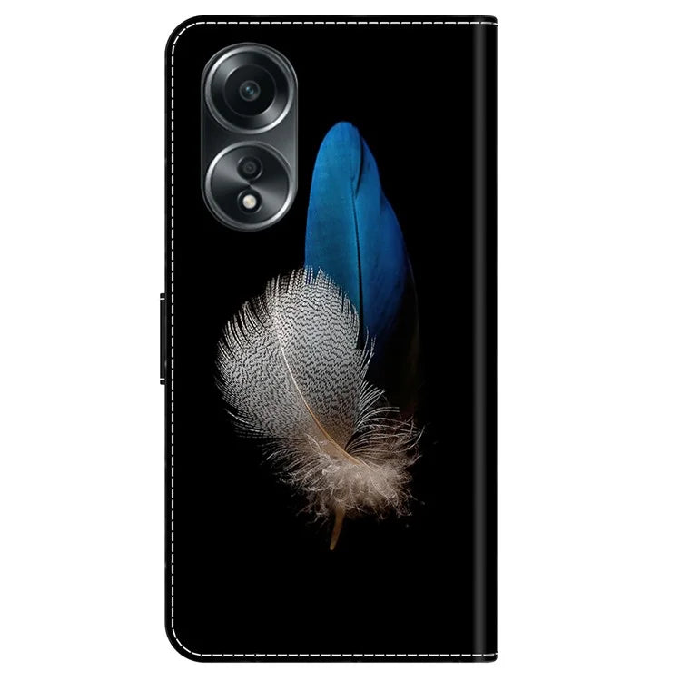 For Oppo A58 4G Leather Case 3D Pattern Printing Phone Cover