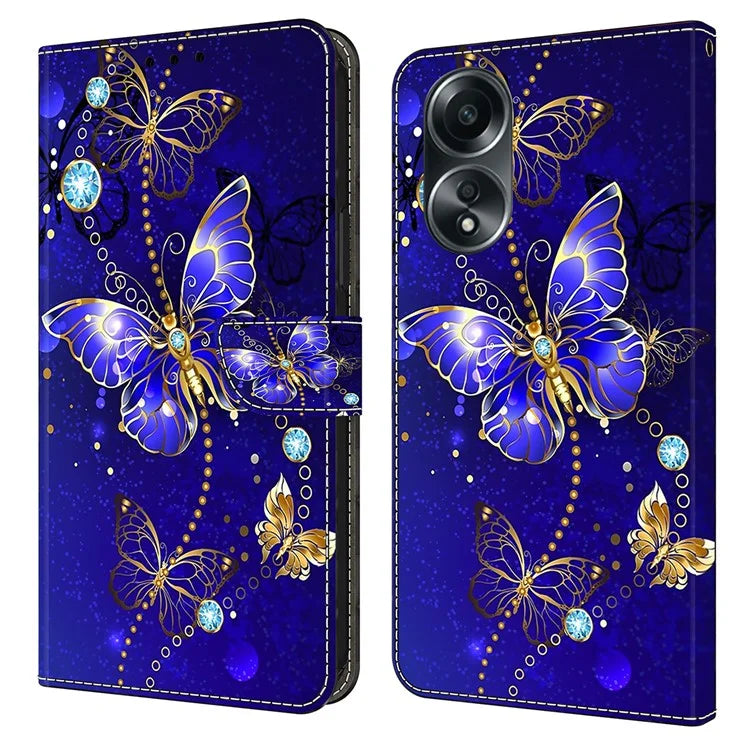 For Oppo A58 4G Leather Case 3D Pattern Printing Phone Cover