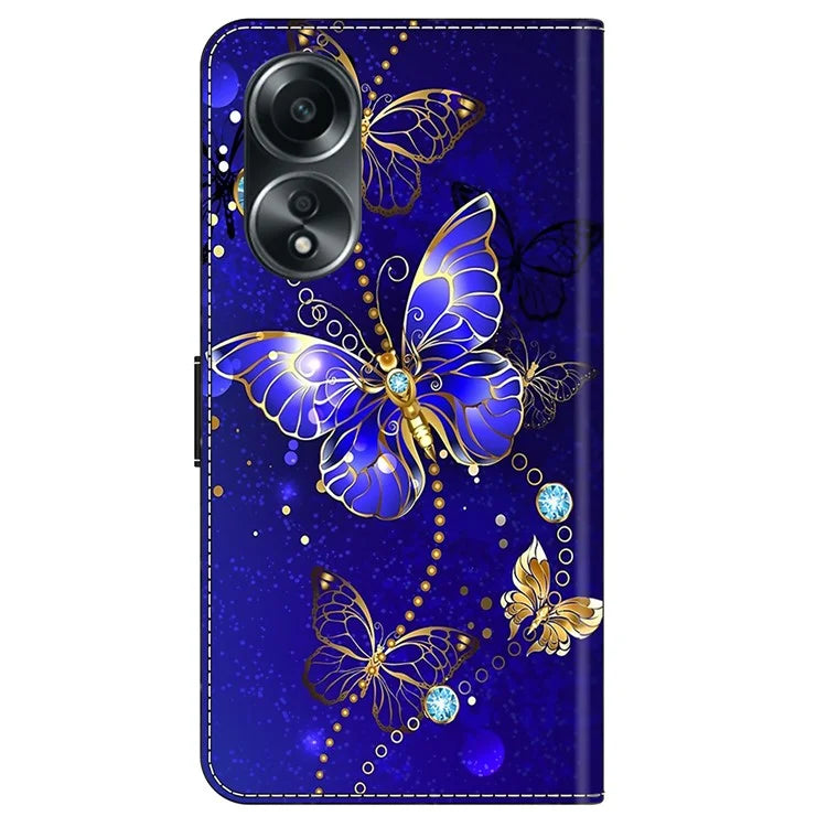 For Oppo A58 4G Leather Case 3D Pattern Printing Phone Cover