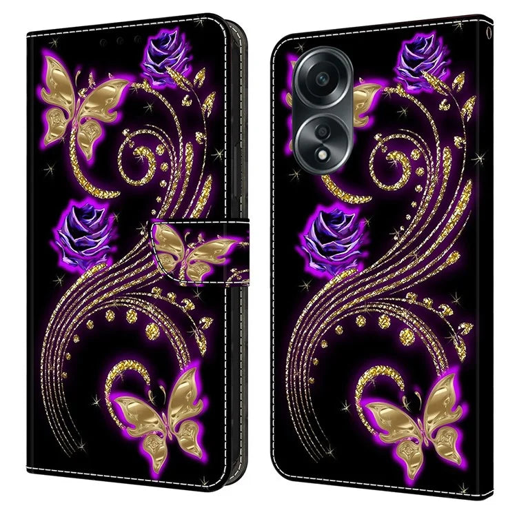 For Oppo A58 4G Leather Case 3D Pattern Printing Phone Cover