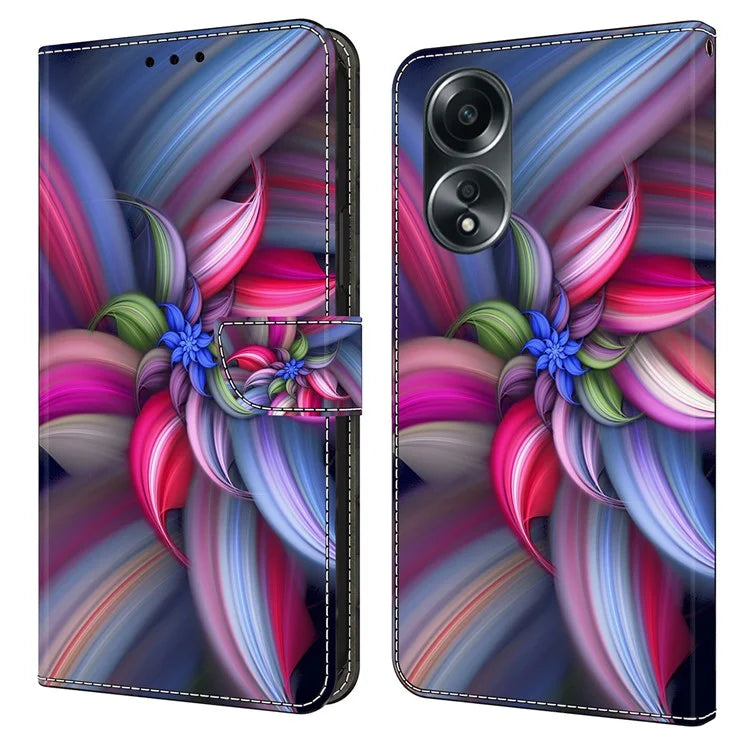 For Oppo A58 4G Leather Case 3D Pattern Printing Phone Cover