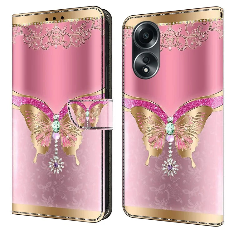 For Oppo A58 4G Leather Case 3D Pattern Printing Phone Cover