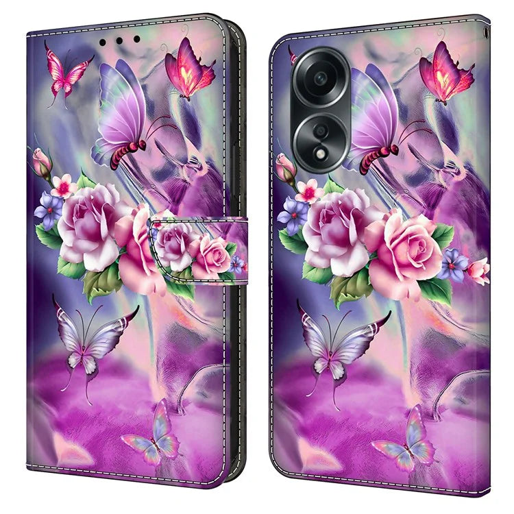 For Oppo A58 4G Leather Case 3D Pattern Printing Phone Cover