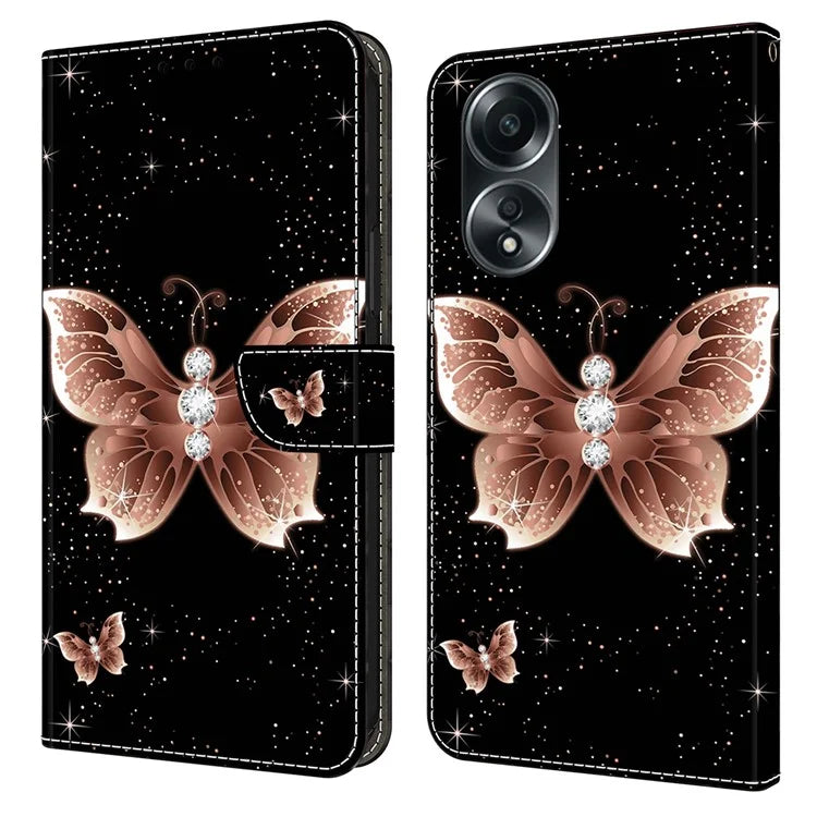 For Oppo A58 4G Leather Case 3D Pattern Printing Phone Cover