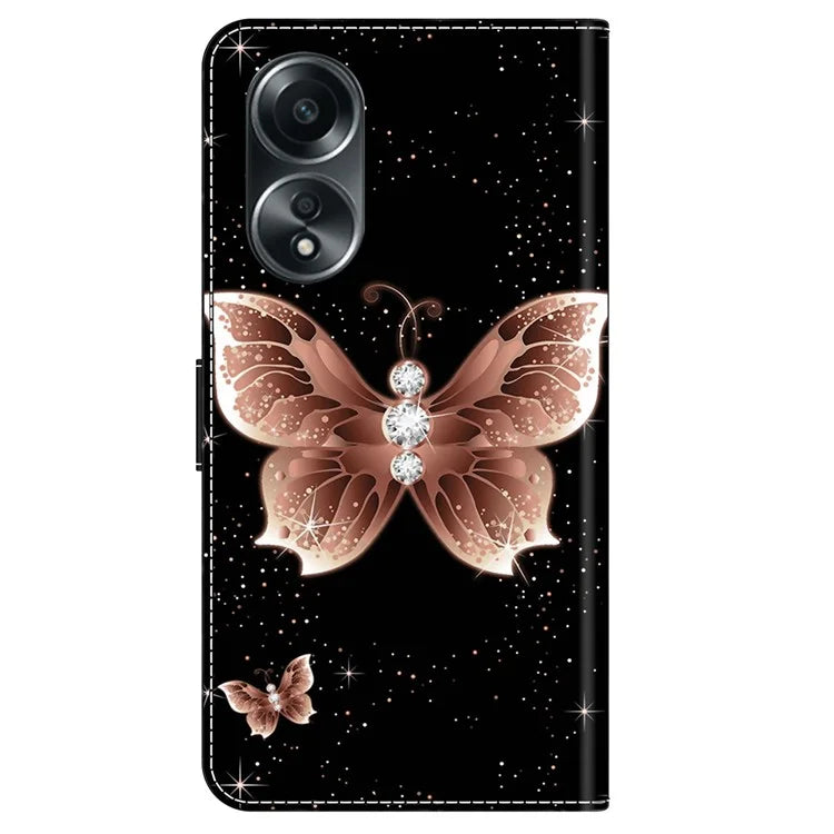 For Oppo A58 4G Leather Case 3D Pattern Printing Phone Cover