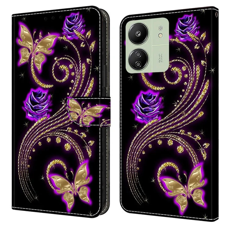 For Xiaomi Redmi 13C 4G / Poco C65 4G Case PU Leather Stand Wallet Cover