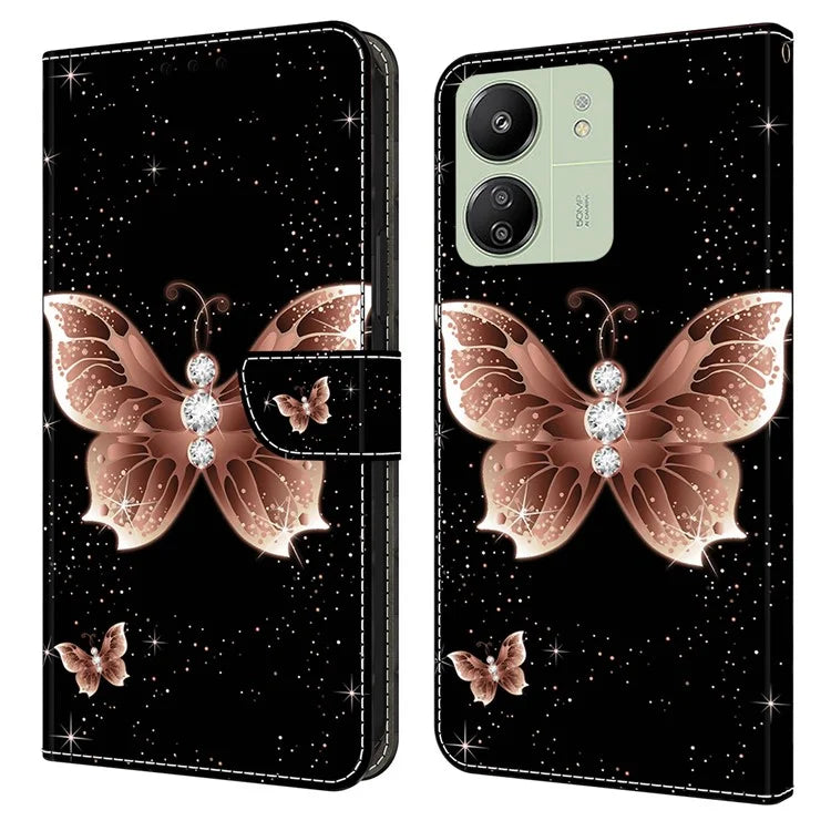 For Xiaomi Redmi 13C 4G / Poco C65 4G Case PU Leather Stand Wallet Cover