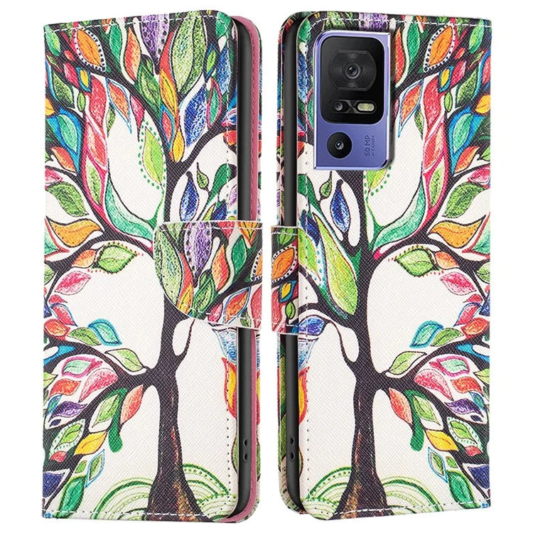 For TCL 40 SE Leather Case Pattern Printing Wallet Stand Cover