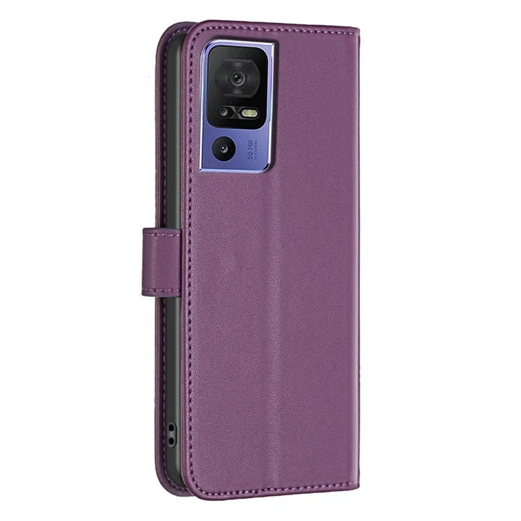 BINFEN COLOR BF17 For TCL 40 SE Leather Case Wallet Phone Stand Cover