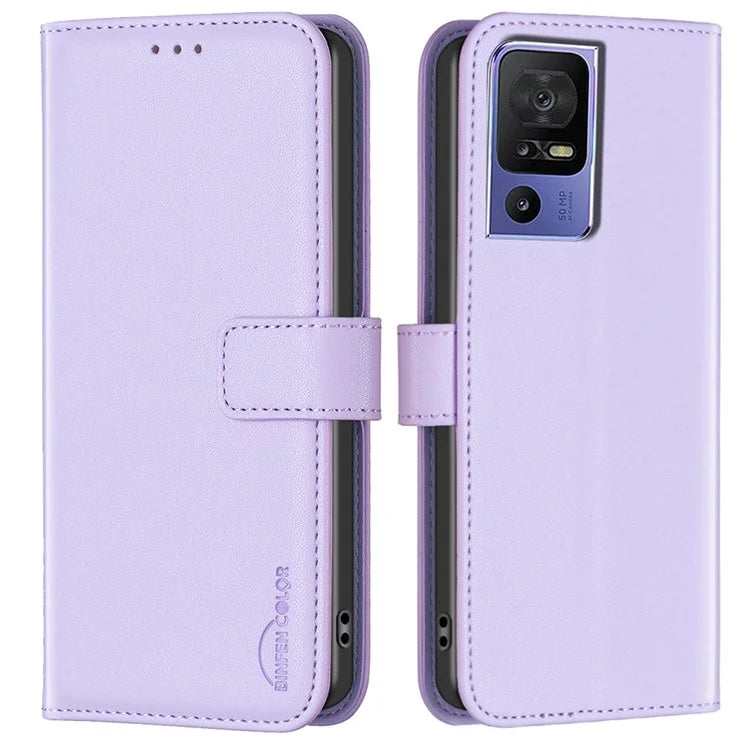 BINFEN COLOR BF17 For TCL 40 SE Leather Case Wallet Phone Stand Cover