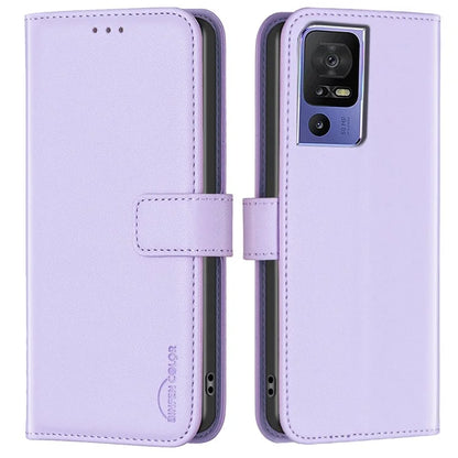 BINFEN COLOR BF17 For TCL 40 SE Leather Case Wallet Phone Stand Cover