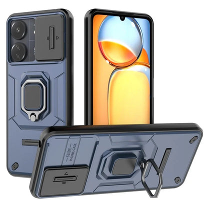 For Xiaomi Redmi 13C 4G / Poco C65 4G Case Kickstand Phone Cover with Slide Lens Lid