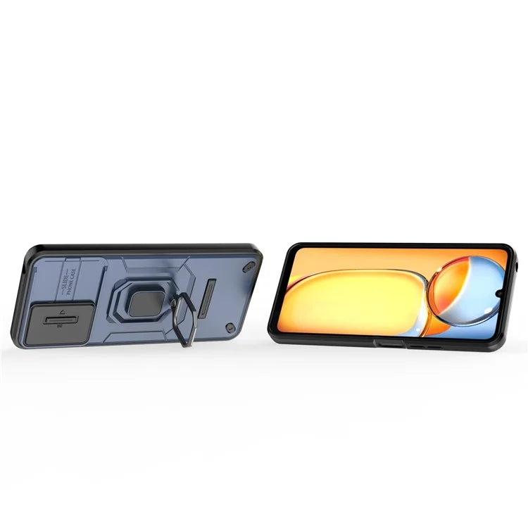 For Xiaomi Redmi 13C 4G / Poco C65 4G Case Kickstand Phone Cover with Slide Lens Lid